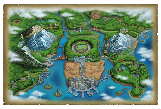 Unova Map Region - Black and White series - Pokemon