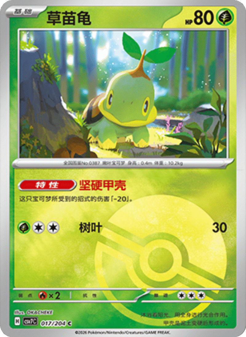 017/204 Turtwig草苗龟 C POKE BALL HOLO